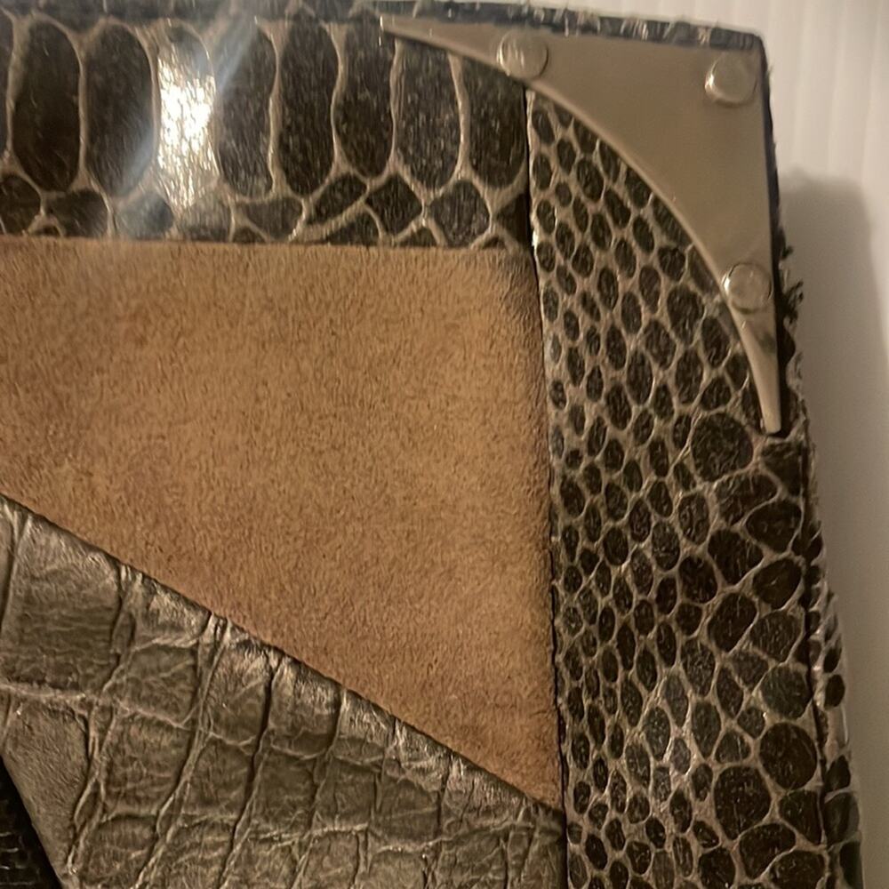 Faux Leather Faux Python Patchwork Mixed Media Gr… - image 3